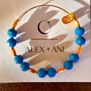 Alex and Ani **RARE ORIGINAL BEADED VINTAGE Turquoise and Gold Bracelet